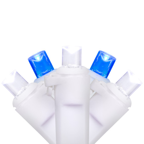 50-Count Blue and White LED Wide Angle Christmas Lights - 16.25 ft White Wire