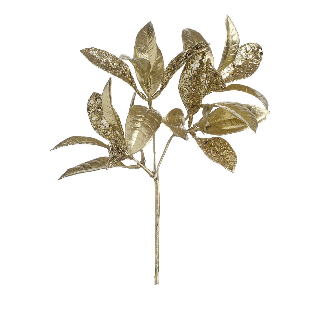Glittered Gold Laurel Christmas Spray 12"