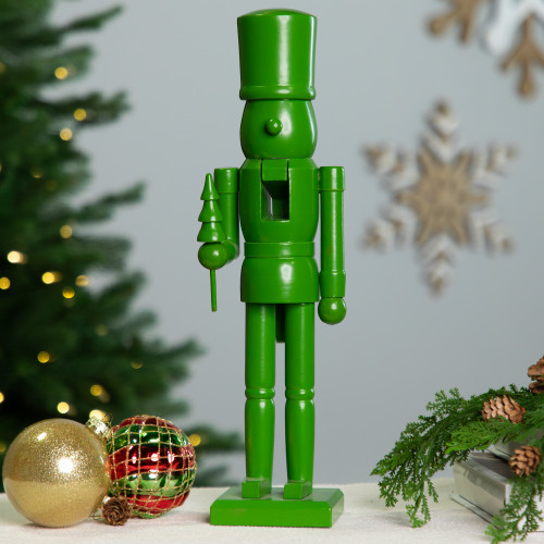Nutcracker Soldier with Tree Christmas Figure - 15" - Green