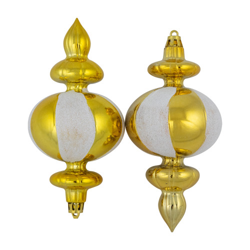 8ct Gold Shiny Finish Shatterproof Finial Christmas Ornaments, 6"