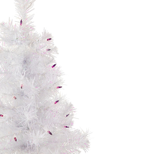 2' Pre-lit Rockport White Pine Artificial Christmas Tree, Purple Lights