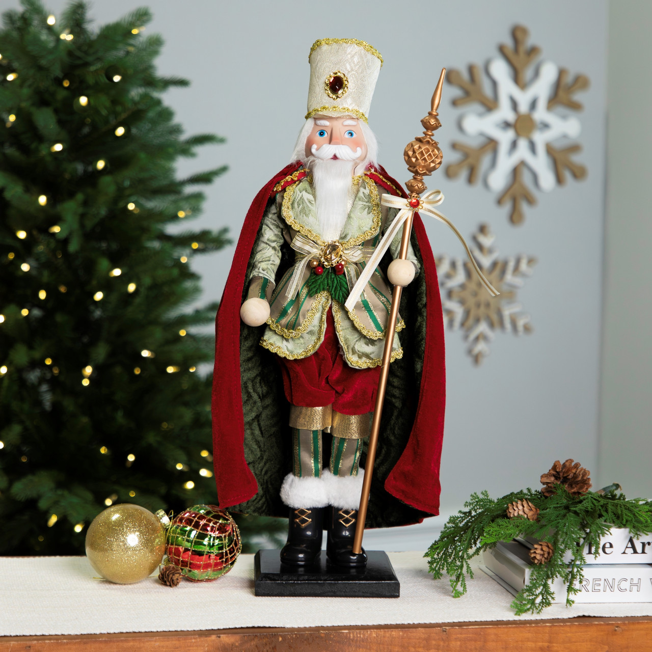 Royal King with Scepter Christmas Figure - 22" - Red and Green