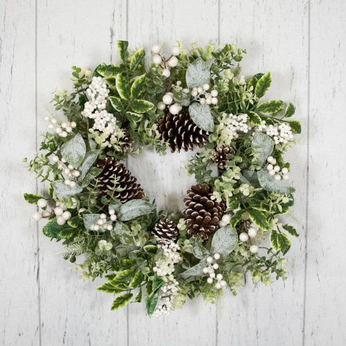 Real Touch?? Frosted Pinecones and Berries Artificial Christmas Wreath - 24" - Unlit