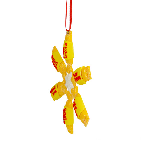 4" Yellow and Red Tootsie Roll Sugar Daddy Lollipop Snowflake Christmas Ornament