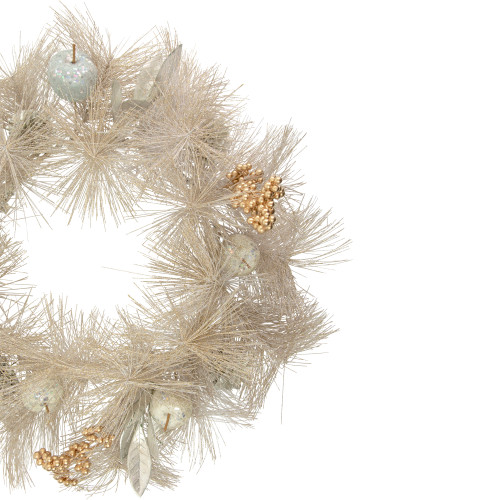 24" Champagne Gold Apple and Pine Needle Artificial Christmas Wreath - Unlit