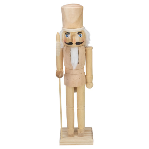 15" Unfinished Paintable Wooden Christmas Nutcracker with Scepter