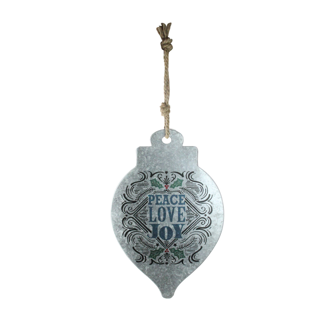20" Silver and Blue 'Peace Love Joy' Finial Christmas Wall Hanging Ornament