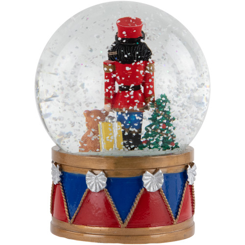 6" Nutcracker with Teddy Bear Musical Christmas Snow Globe