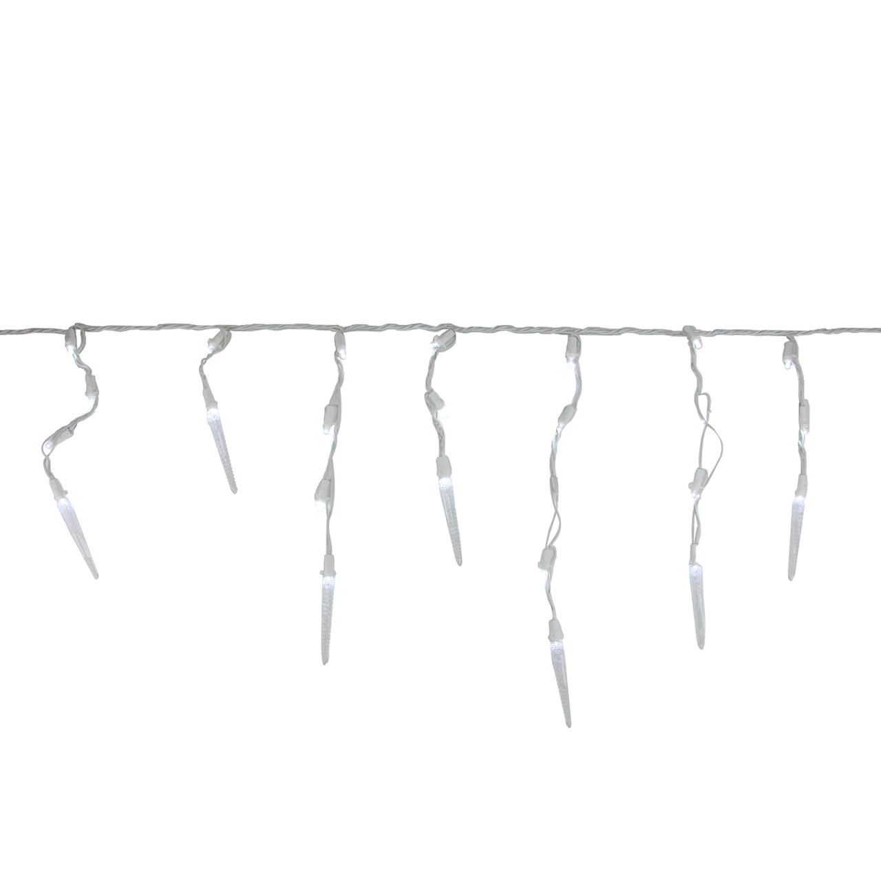 60 White LED Icicle Mini Christmas Lights - 5.75 ft White Wire