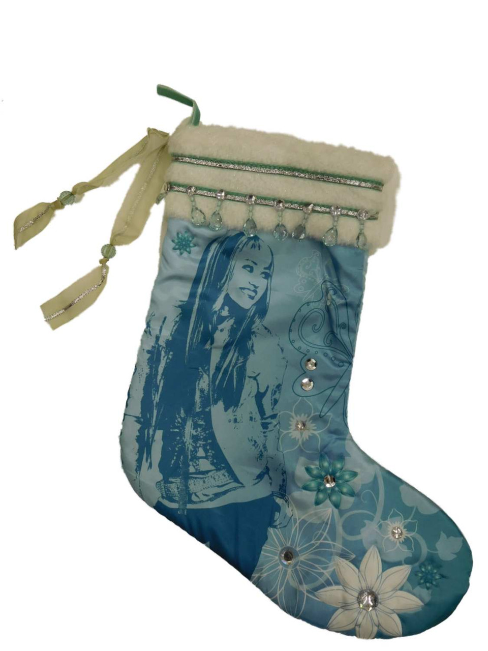 Disney Hannah Montana Blue Satin Miley Cyrus Christmas Holiday Stocking