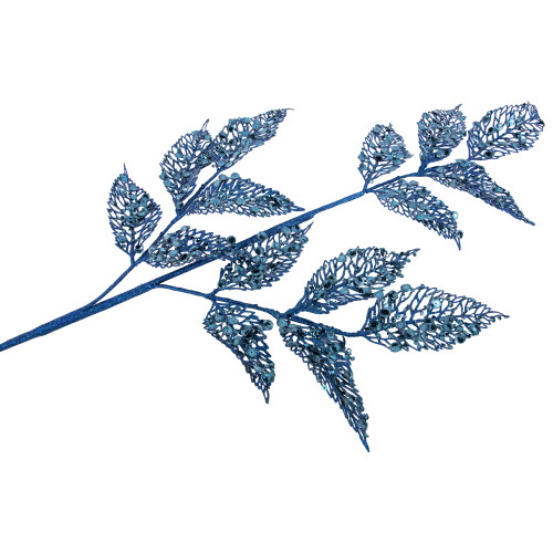 37" Glittered Blue Fern Christmas Spray
