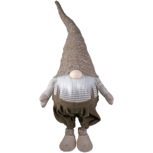 Tall Standing Swaying Christmas Gnome - 34" - Brown and White