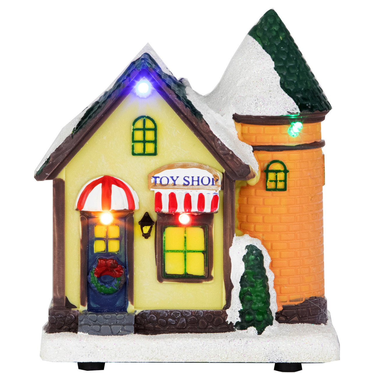 LED Lighted Snowy Toy Shop Christmas Village Display Piece - 5"