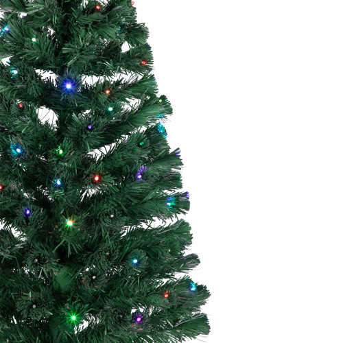 4' Pre-Lit Potted Fiber Optic Artificial Christmas Tree, Multicolor LED Lights