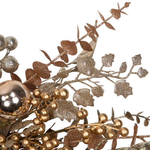 Ornaments, Holly and Berries Artificial Christmas Wreath - 30" - Gold and Copper Tone
