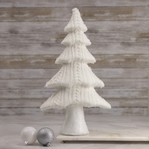 Cable Knit Christmas Tree Decoration - 16.75" - Cream