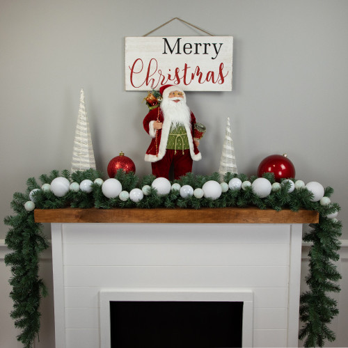 6' White Shatterproof Ball 3-Finish Christmas Garland