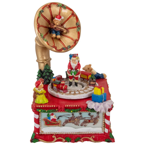 Santa Claus on Phonograph Musical Christmas Decoration - 7"