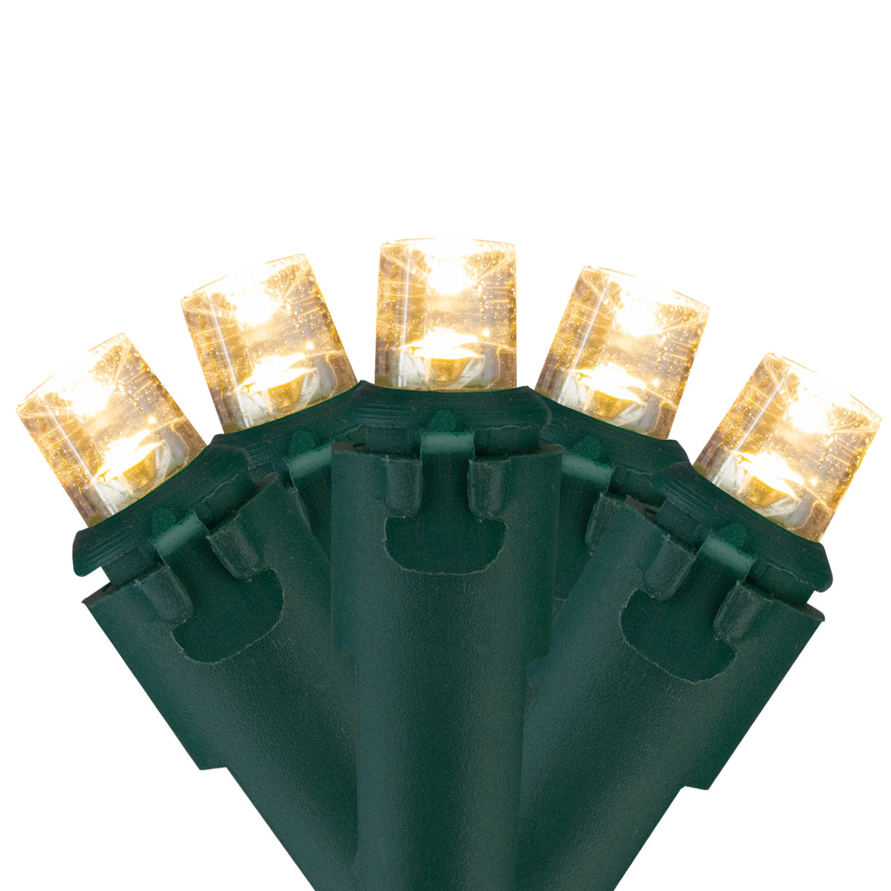 50 Warm White LED Wide Angle Christmas Lights - 16.25 ft Green Wire