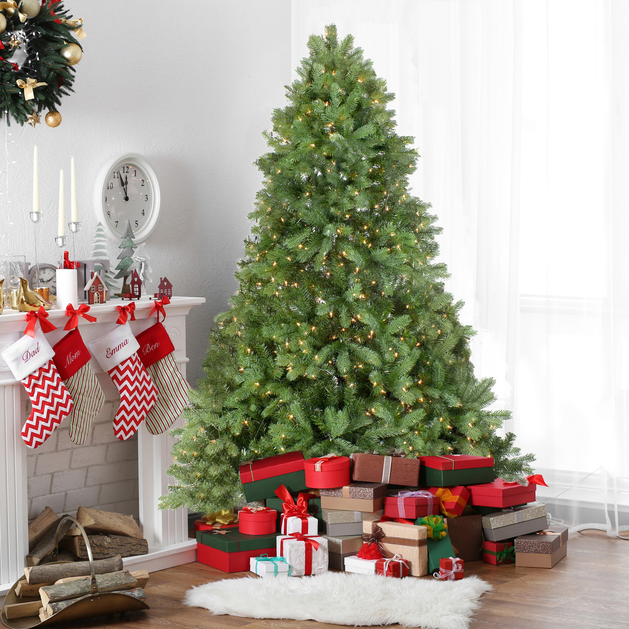 Real Touch?? Pre-Lit Full Noble Fir Artificial Christmas Tree - 7.5' - Clear Lights