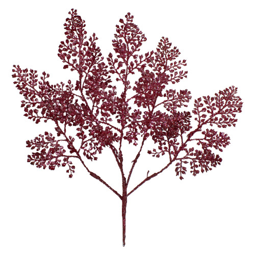 Glittered Leaves Artificial Christmas Spray - 18" - Deep Pink