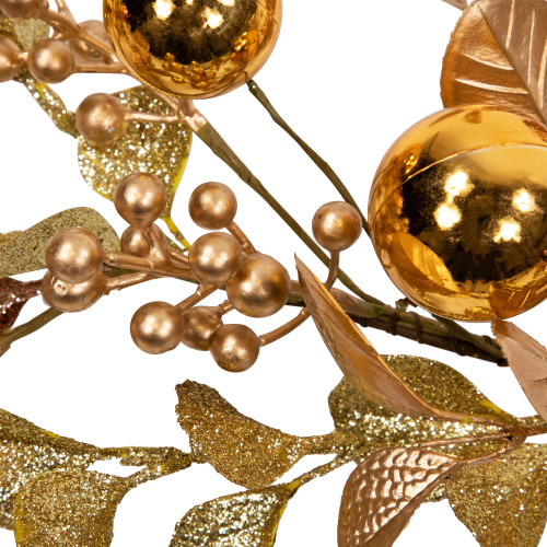 Ball Ornaments Glittered Christmas Garland - 5' x 10" - Gold and Copper Tone
