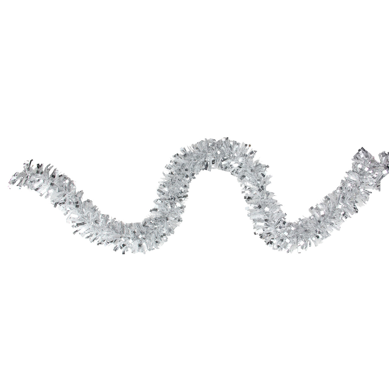 12' x 3" Shiny Silver and Snowblush Wide Cut Tinsel Christmas Garland - Unlit