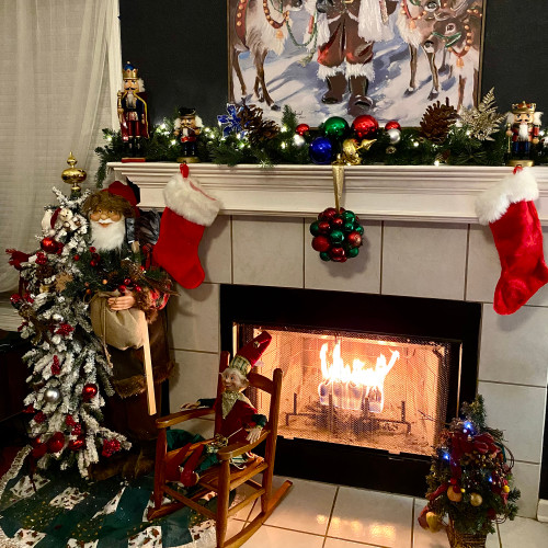 48" Santa Claus with Artificial Flocked Alpine Tree Christmas Figure