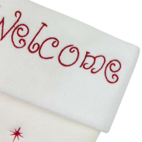 17" White and Red "Welcome" Snowman Embroidered Christmas Stocking