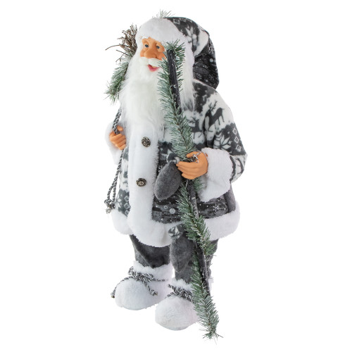 24" Gray and White Nordic Santa Claus Christmas Figure