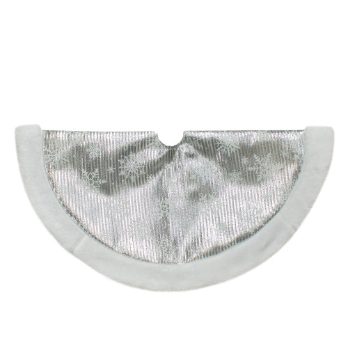 20-Inch Silver and White Metallic Snowflake Mini Christmas Tree Skirt
