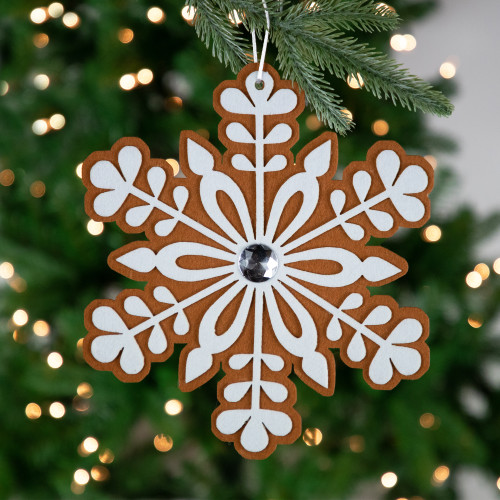 10" Gingerbread and White Snowflake Christmas Ornament - 10"