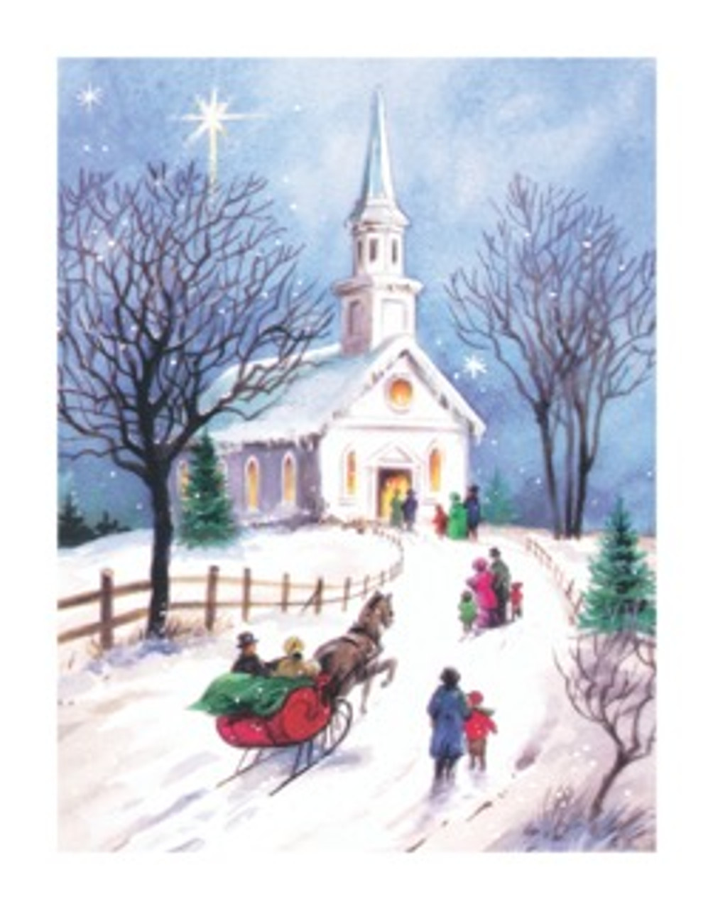 Heading to Church Winter Scene Wall Decor Art Print