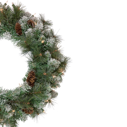 Real Touch?? Pre-Lit Snow Valley Pine Artificial Christmas Wreath - 24" - Clear Lights