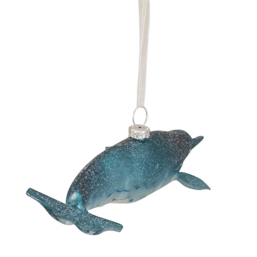 7.5" Blue Glass Pipefish Christmas Ornament