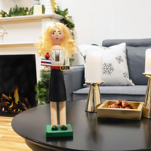 14" Black and White Wooden Teacher Christmas Nutcracker