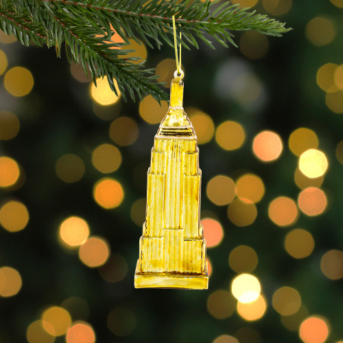 5" Gold Skyscraper Building Glass Christmas Ornament