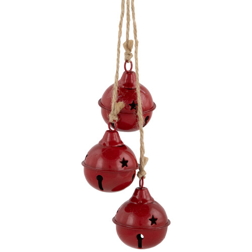 Cascading Christmas Jingle Bell Ornaments- 13.5" - Red - Set of 2