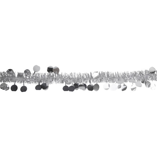 Tinsel and Polka Dot Commercial Christmas Garland - 50' x 1.5" - Silver - Unlit