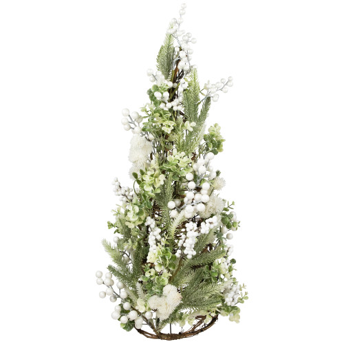 Glittered Berries and Pine Artificial Cone Christmas Tree - 27"