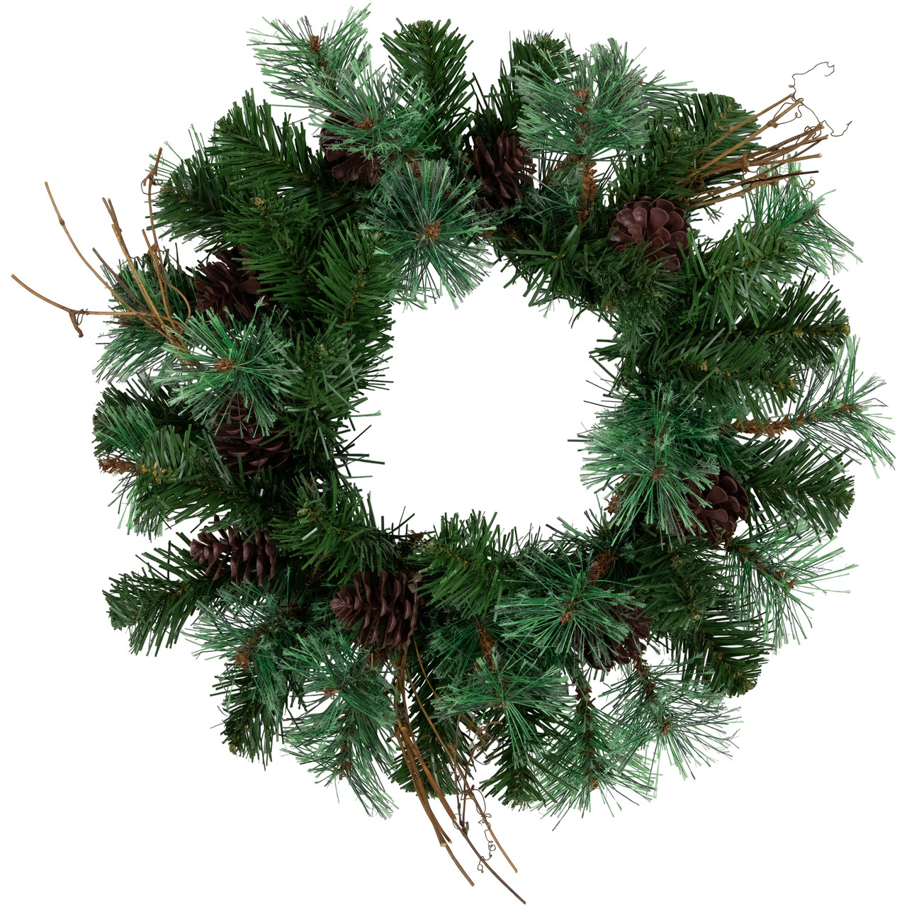 Country Mixed Pine, Twig and Pinecone Artificial Christmas Wreath - 16" - Unlit