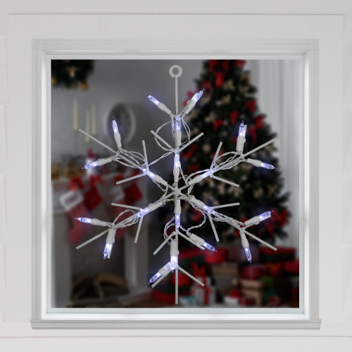 13" White LED Lighted Snowflake Christmas Window Silhouette