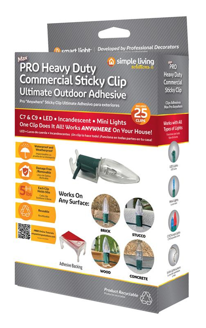 Heavy Duty Commercial Grade Sticky Clips -1.75" - Clear - Set of 25