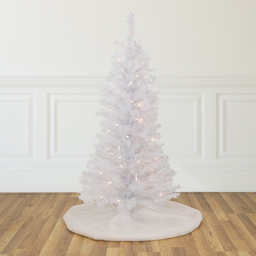 4' Pre-lit Rockport White Pine Artificial Christmas Tree, Clear Lights