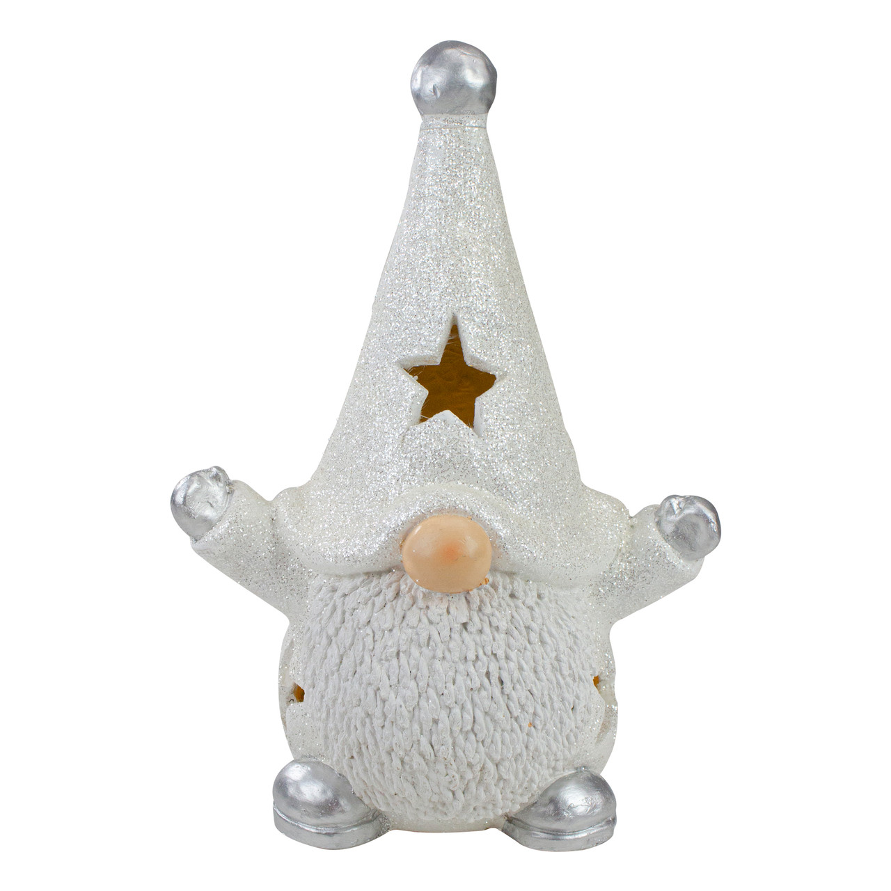 LED Lighted Gnome Christmas Decoration - 17" - White and Gray