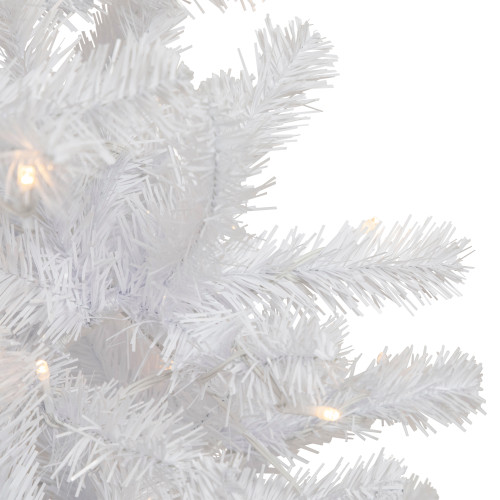 7.5' Pre-Lit White Georgian Pine Pencil Artificial Christmas Tree, Warm White LED Lights