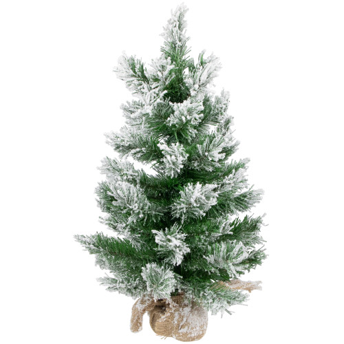 22" Flocked Pine Full Artificial Christmas Tree in Burlap Base - Unlit