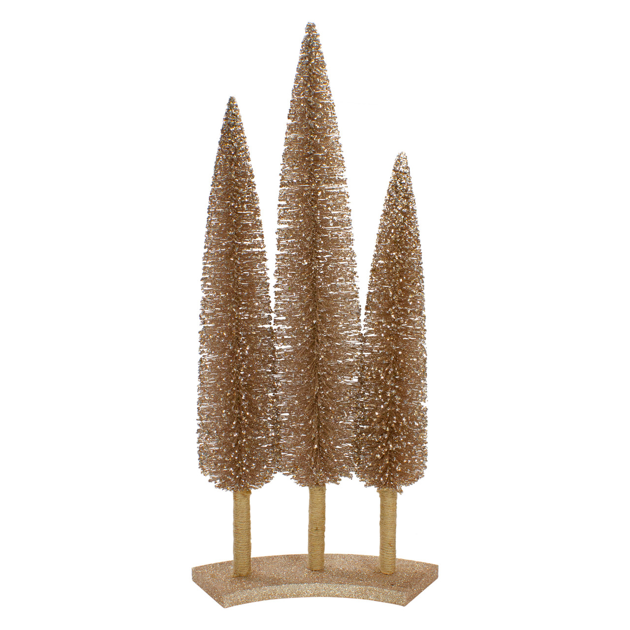 Sisal Christmas Trees Decor - 25" - Rose Gold - Set of 3
