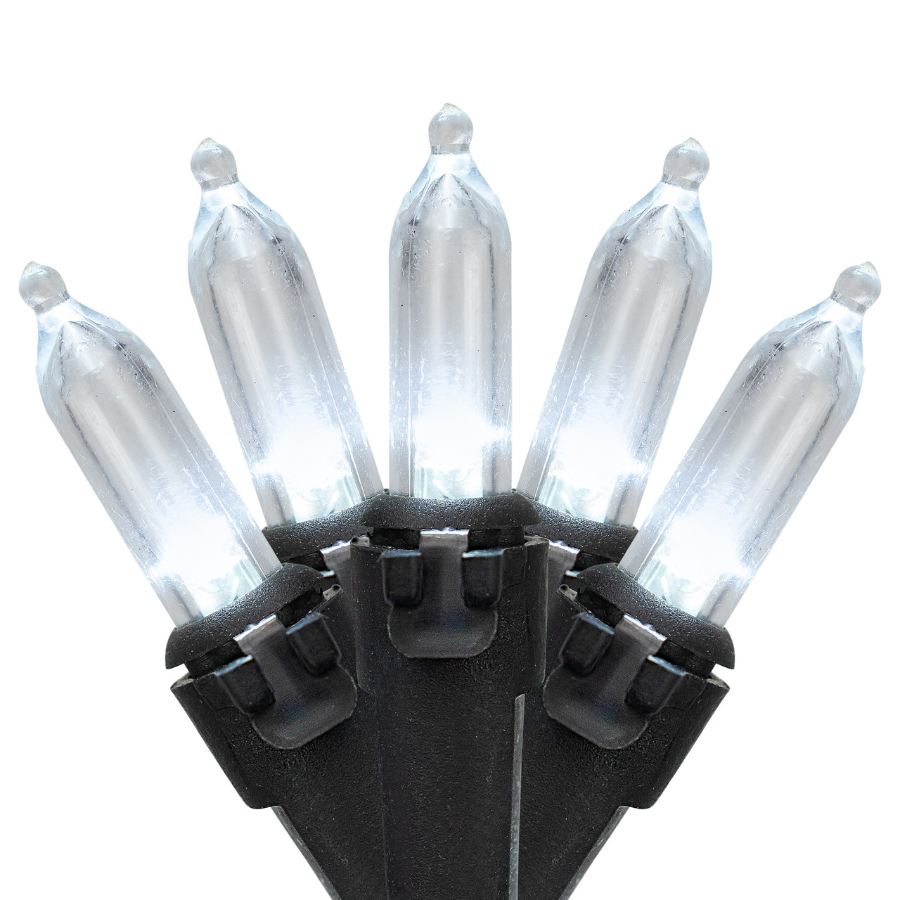 100-Count Pure White LED Mini Christmas Lights, 33 ft, Black Wire