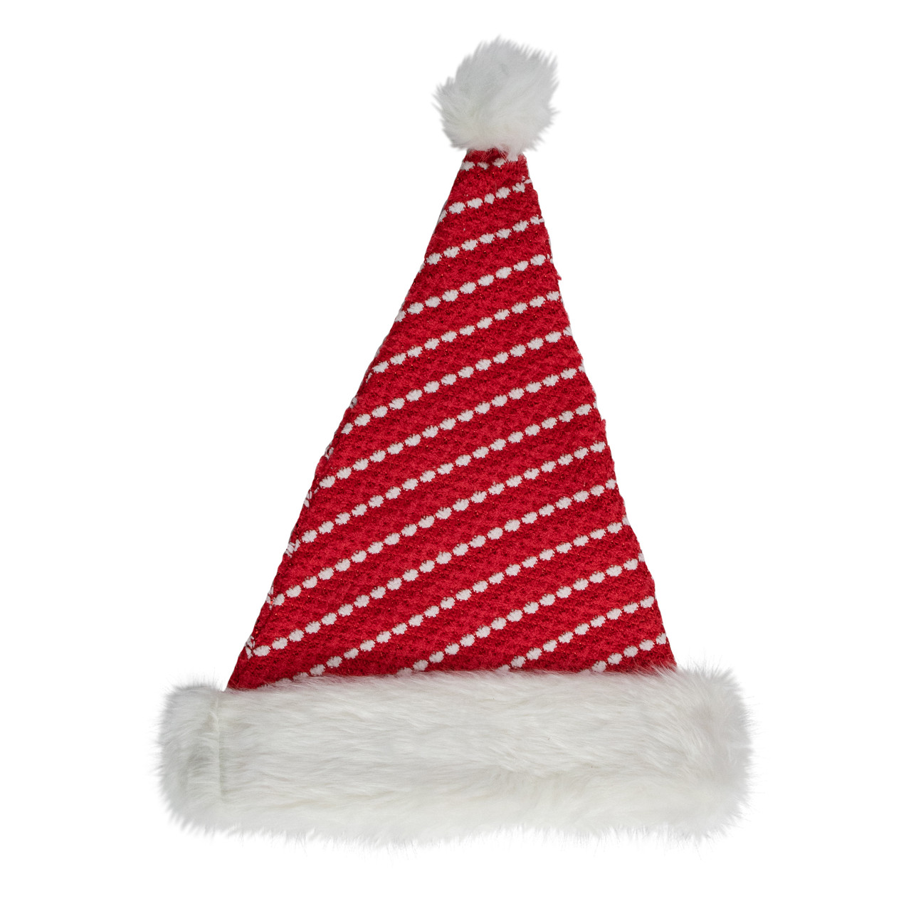17" Red and White Striped Santa Hat With Pom Pom